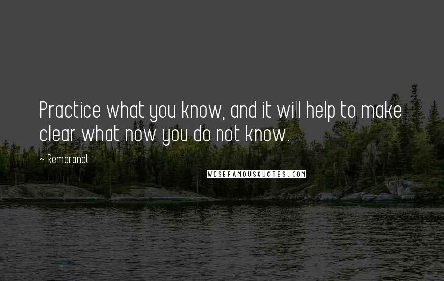 Rembrandt Quotes: Practice what you know, and it will help to make clear what now you do not know.