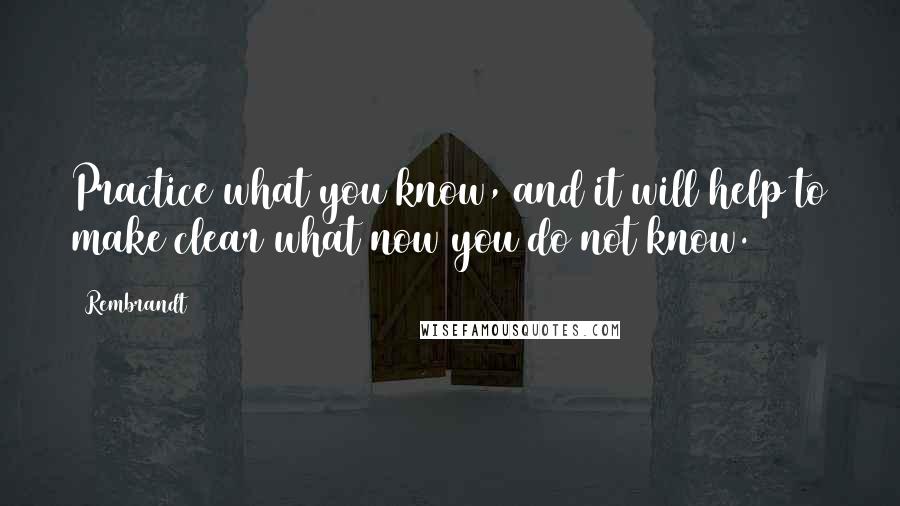 Rembrandt Quotes: Practice what you know, and it will help to make clear what now you do not know.