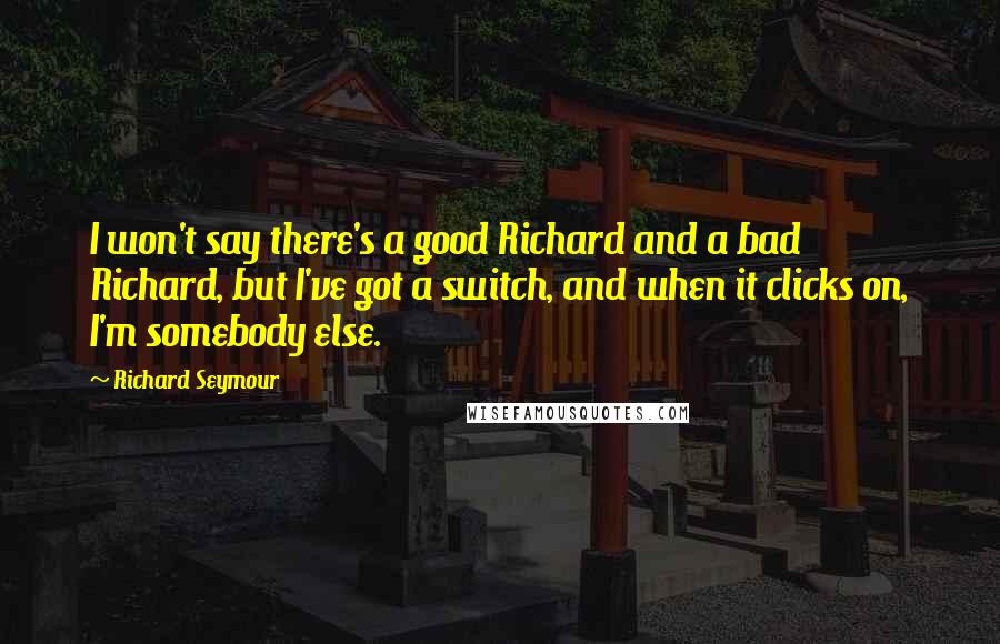 Richard Seymour Quotes: I won't say there's a good Richard and a bad Richard, but I've got a switch, and when it clicks on, I'm somebody else.