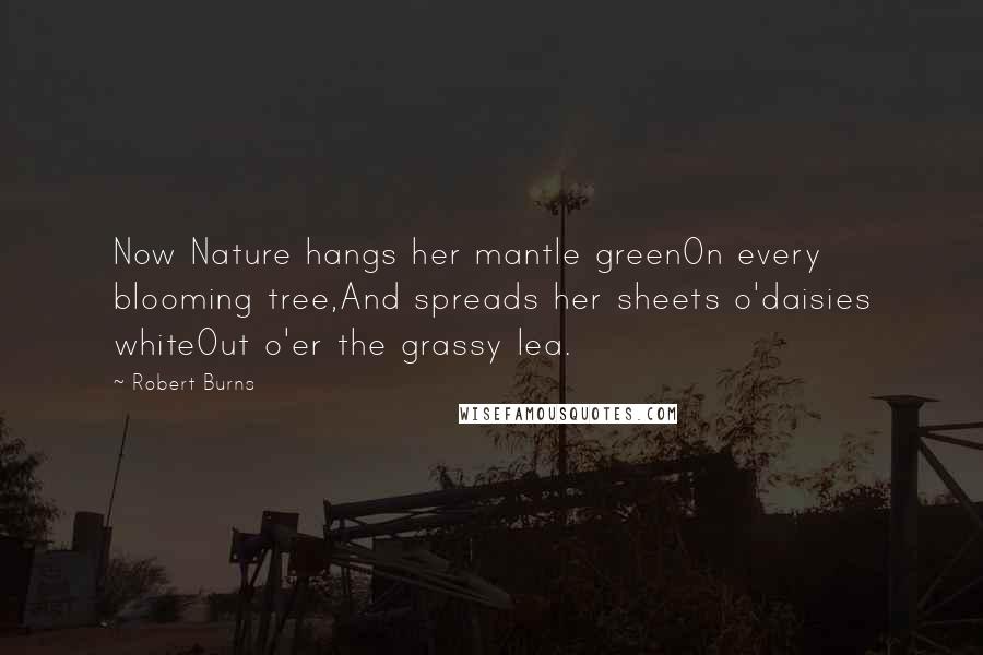 Robert Burns Quotes: Now Nature hangs her mantle greenOn every blooming tree,And spreads her sheets o'daisies whiteOut o'er the grassy lea.