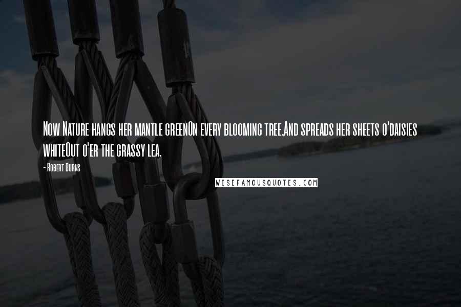 Robert Burns Quotes: Now Nature hangs her mantle greenOn every blooming tree,And spreads her sheets o'daisies whiteOut o'er the grassy lea.