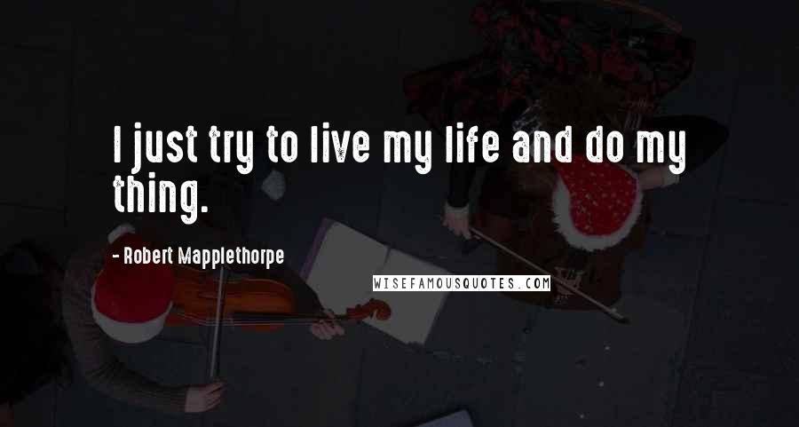 Robert Mapplethorpe Quotes: I just try to live my life and do my thing.