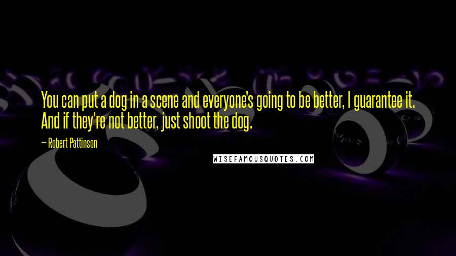 Robert Pattinson Quotes: You can put a dog in a scene and everyone's going to be better, I guarantee it. And if they're not better, just shoot the dog.