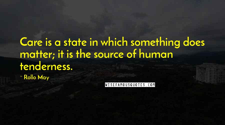 Rollo May Quotes: Care is a state in which something does matter; it is the source of human tenderness.