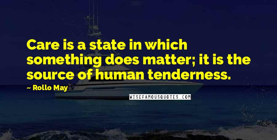 Rollo May Quotes: Care is a state in which something does matter; it is the source of human tenderness.