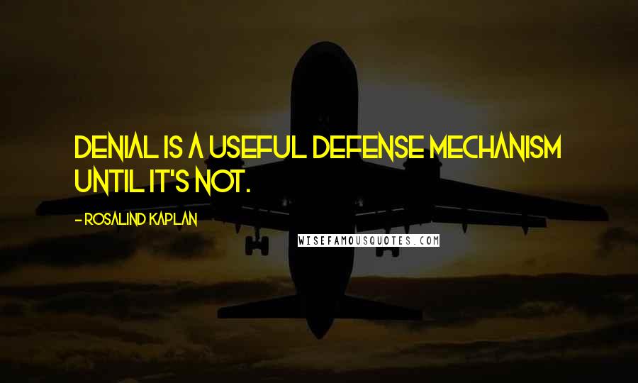 Rosalind Kaplan Quotes: Denial is a useful defense mechanism until it's not.