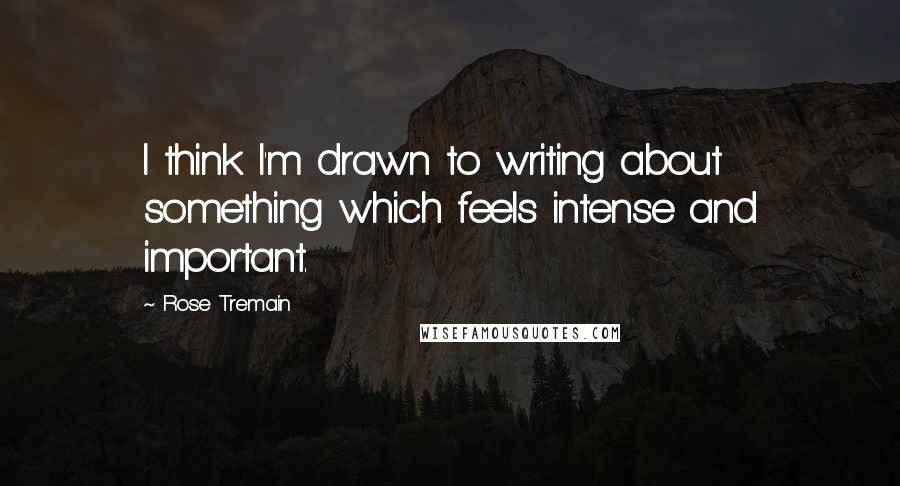 Rose Tremain Quotes: I think I'm drawn to writing about something which feels intense and important.