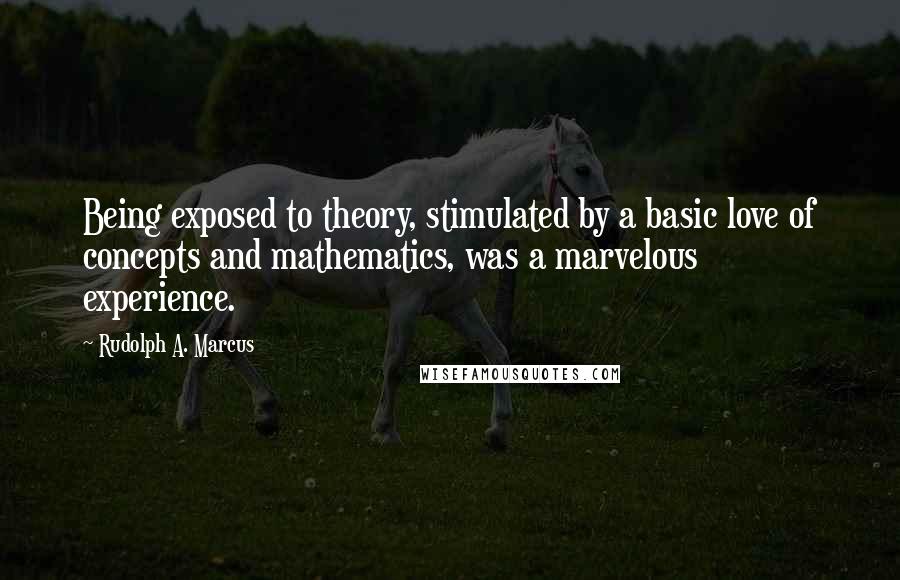 Rudolph A. Marcus Quotes: Being exposed to theory, stimulated by a basic love of concepts and mathematics, was a marvelous experience.