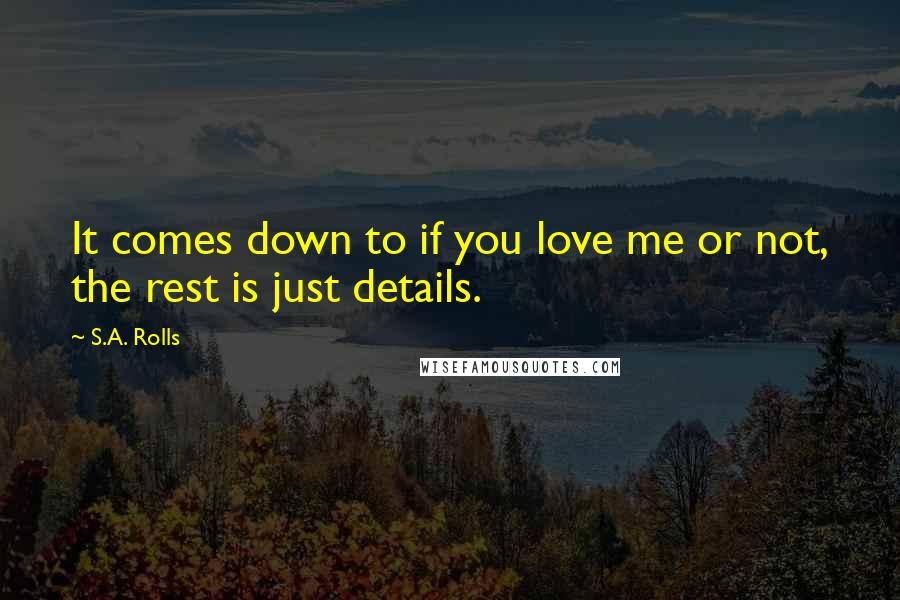 S.A. Rolls Quotes: It comes down to if you love me or not, the rest is just details.