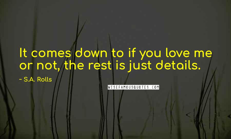 S.A. Rolls Quotes: It comes down to if you love me or not, the rest is just details.