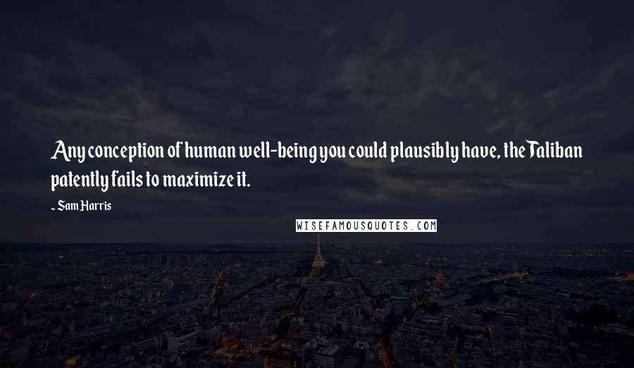 Sam Harris Quotes: Any conception of human well-being you could plausibly have, the Taliban patently fails to maximize it.