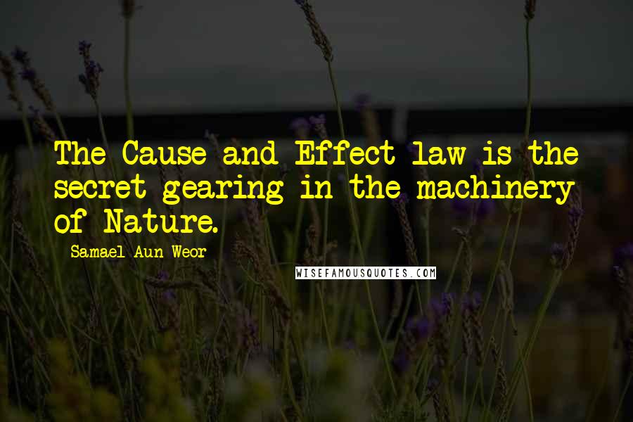 Samael Aun Weor Quotes: The Cause and Effect law is the secret gearing in the machinery of Nature.