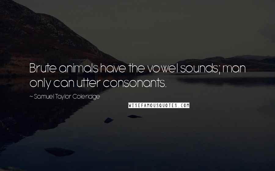 Samuel Taylor Coleridge Quotes: Brute animals have the vowel sounds; man only can utter consonants.