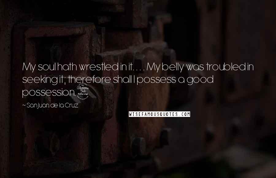 San Juan De La Cruz Quotes: My soul hath wrestled in it. . . . My belly was troubled in seeking it; therefore shall I possess a good possession.4