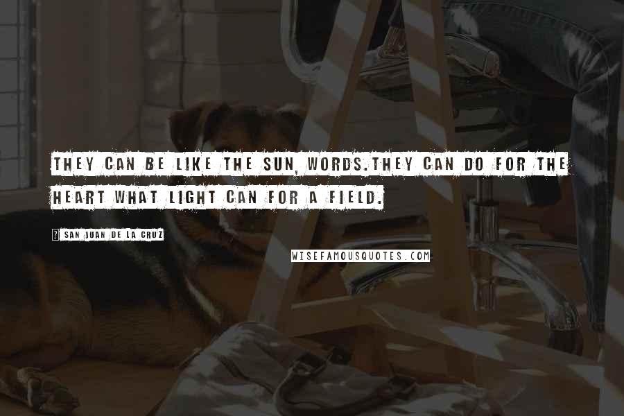 San Juan De La Cruz Quotes: They can be like the sun, words.They can do for the heart what light can for a field.