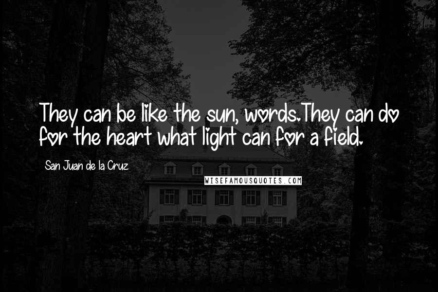 San Juan De La Cruz Quotes: They can be like the sun, words.They can do for the heart what light can for a field.