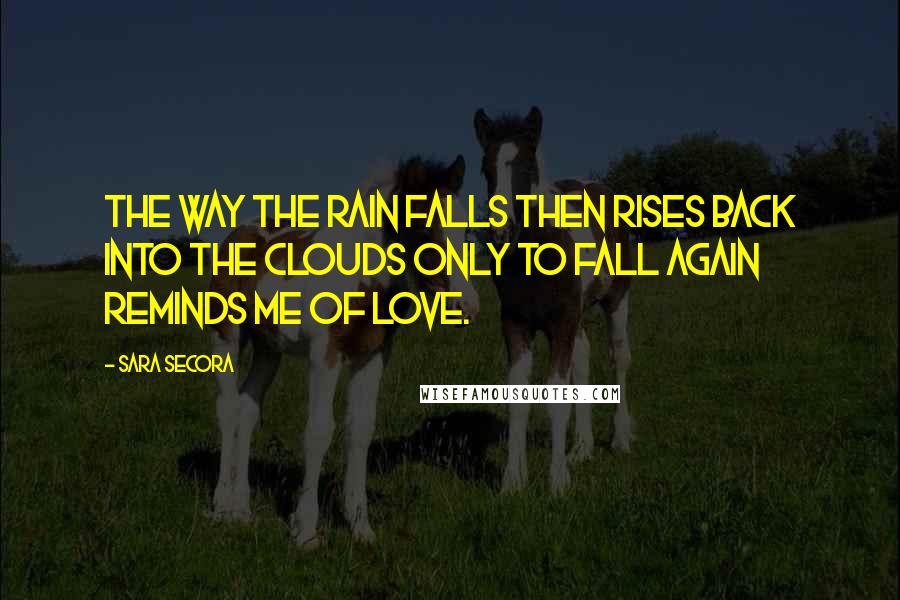 Sara Secora Quotes: The way the rain falls then rises back into the clouds only to fall again reminds me of love.