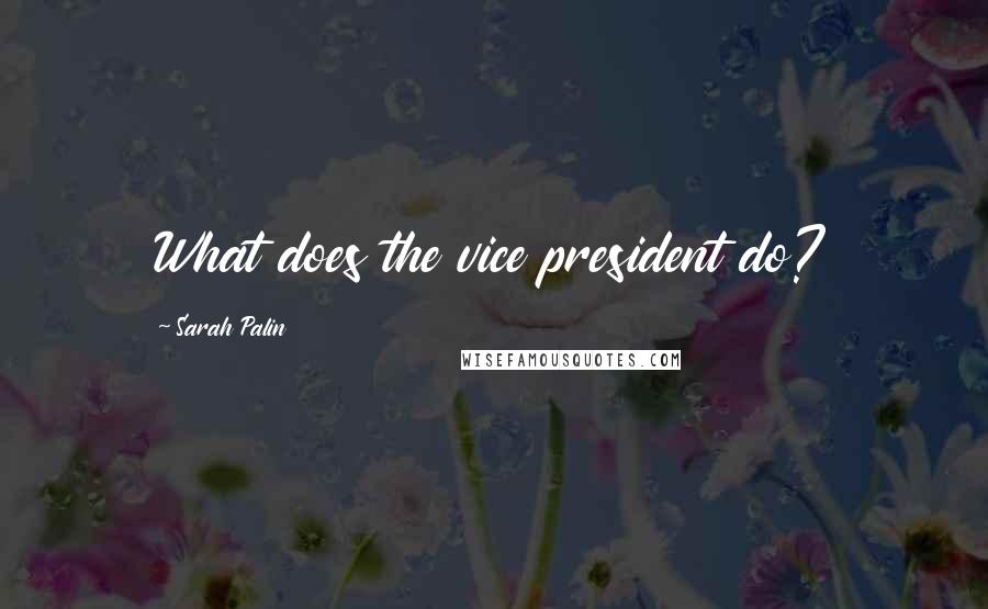 Sarah Palin Quotes: What does the vice president do?