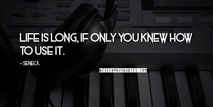 Seneca. Quotes: Life is long, if only you knew how to use it.