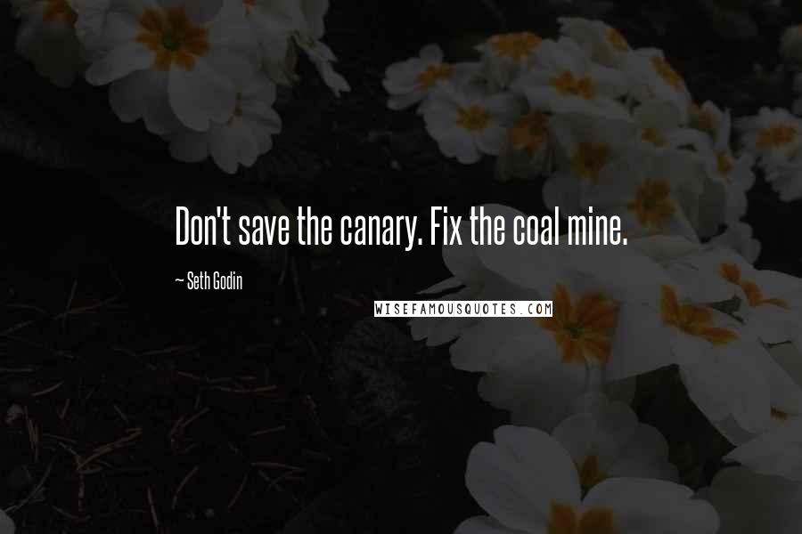 Seth Godin Quotes: Don't save the canary. Fix the coal mine.