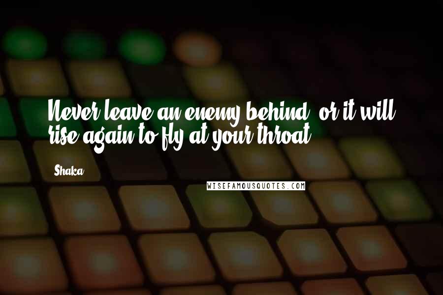 Shaka Quotes: Never leave an enemy behind, or it will rise again to fly at your throat !