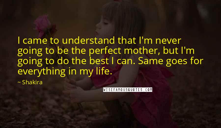 Shakira Quotes: I came to understand that I'm never going to be the perfect mother, but I'm going to do the best I can. Same goes for everything in my life.