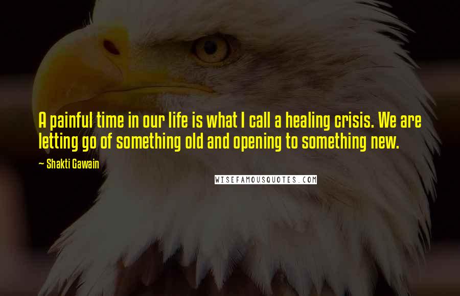 Shakti Gawain Quotes: A painful time in our life is what I call a healing crisis. We are letting go of something old and opening to something new.