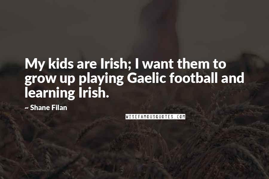 Shane Filan Quotes: My kids are Irish; I want them to grow up playing Gaelic football and learning Irish.