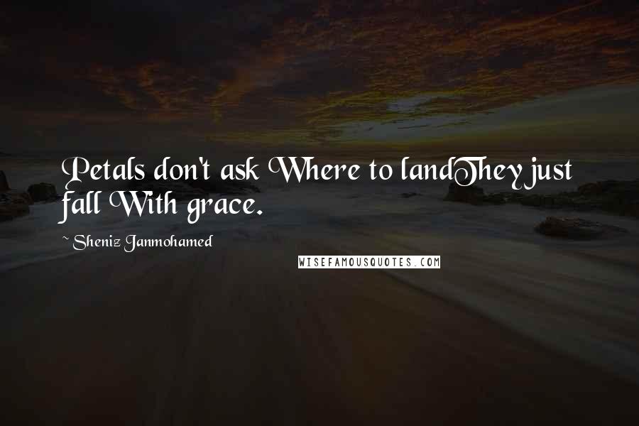 Sheniz Janmohamed Quotes: Petals don't ask Where to landThey just fall With grace.