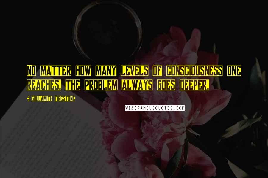 Shulamith Firestone Quotes: No matter how many levels of consciousness one reaches, the problem always goes deeper.