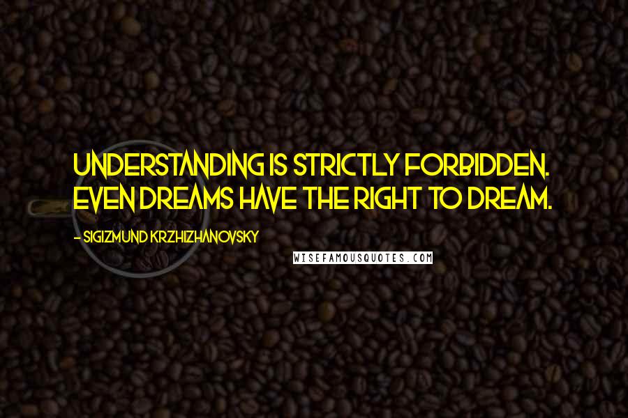 Sigizmund Krzhizhanovsky Quotes: Understanding is strictly forbidden. Even dreams have the right to dream.