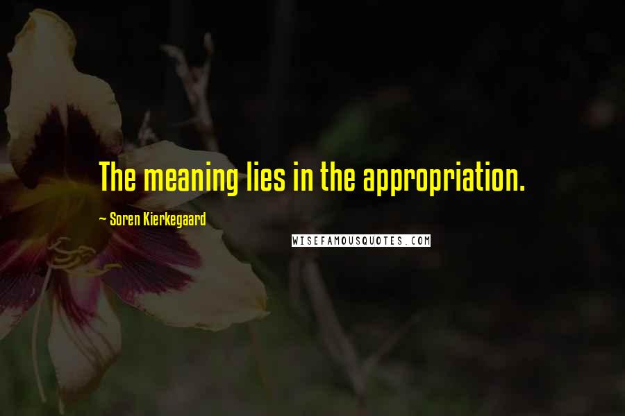 Soren Kierkegaard Quotes: The meaning lies in the appropriation.