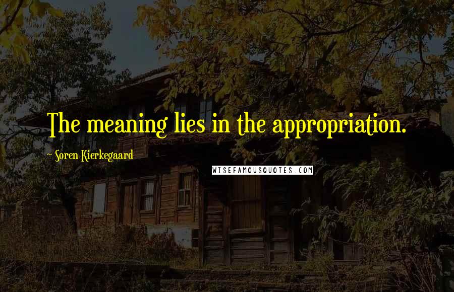 Soren Kierkegaard Quotes: The meaning lies in the appropriation.