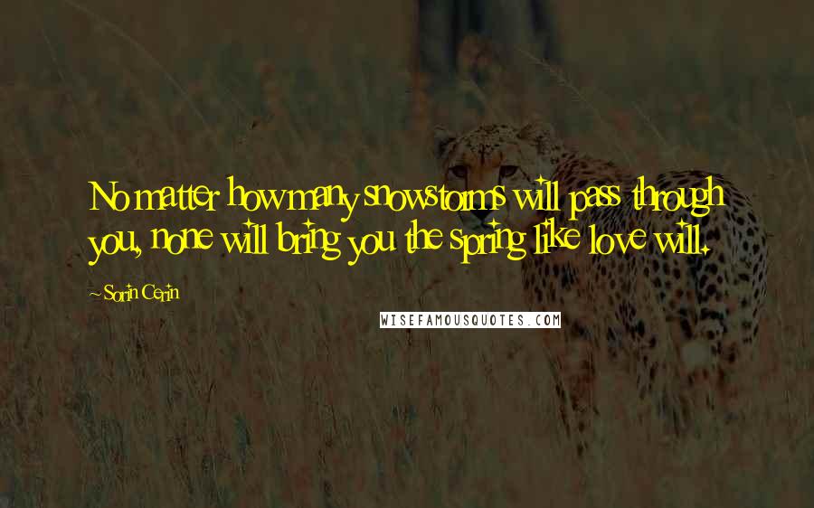 Sorin Cerin Quotes: No matter how many snowstorms will pass through you, none will bring you the spring like love will.