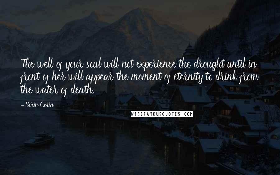 Sorin Cerin Quotes: The well of your soul will not experience the drought until in front of her will appear the moment of eternity to drink from the water of death.