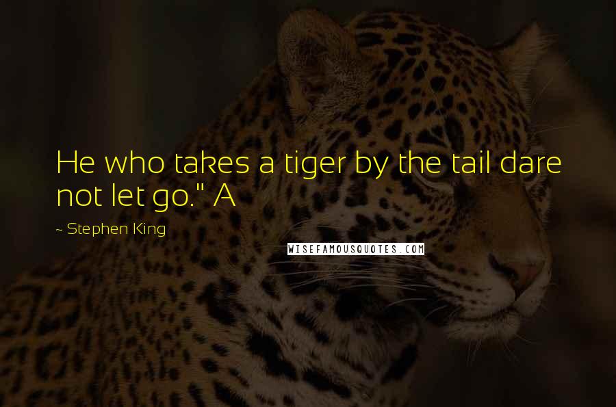 Stephen King Quotes: He who takes a tiger by the tail dare not let go." A