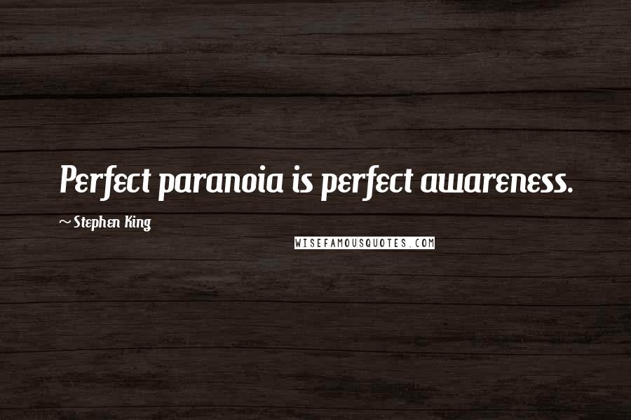 Stephen King Quotes: Perfect paranoia is perfect awareness.