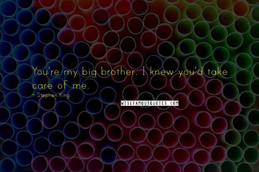 Stephen King Quotes: You're my big brother. I knew you'd take care of me.