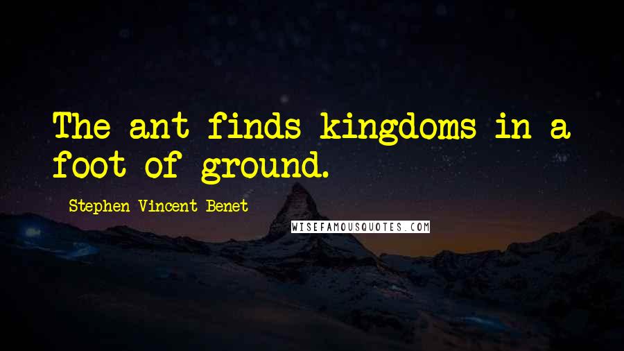 Stephen Vincent Benet Quotes: The ant finds kingdoms in a foot of ground.