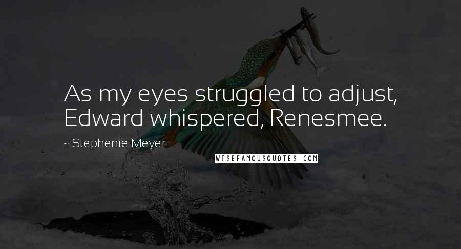 Stephenie Meyer Quotes: As my eyes struggled to adjust, Edward whispered, Renesmee.