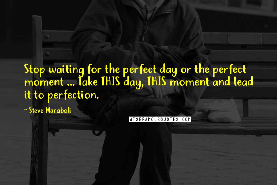 Steve Maraboli Quotes: Stop waiting for the perfect day or the perfect moment ... Take THIS day, THIS moment and lead it to perfection.