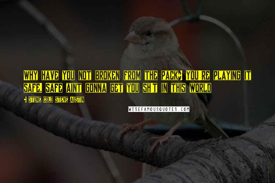 Stone Cold Steve Austin Quotes: Why have you not broken from the pack? You're playing it safe. Safe aint gonna get you sh!t in this world