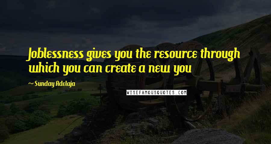 Sunday Adelaja Quotes: Joblessness gives you the resource through which you can create a new you