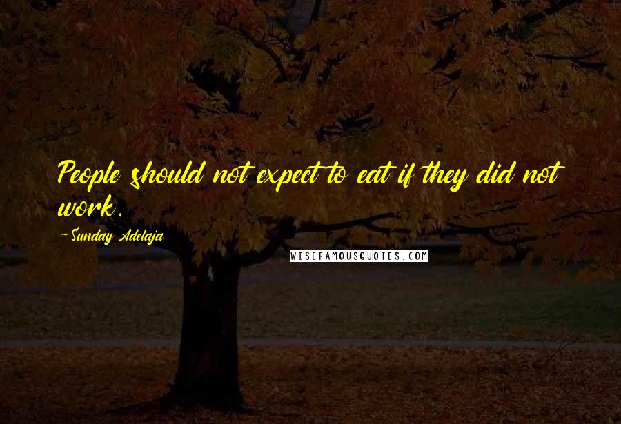 Sunday Adelaja Quotes: People should not expect to eat if they did not work.