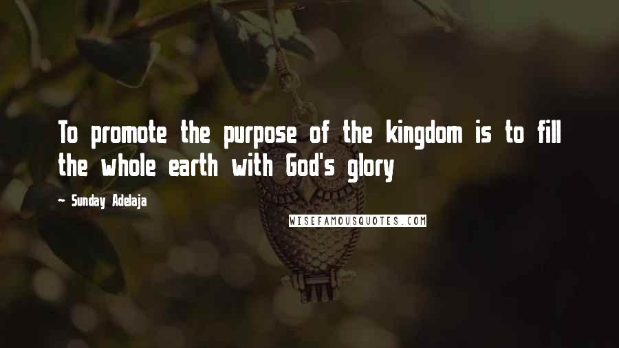 Sunday Adelaja Quotes: To promote the purpose of the kingdom is to fill the whole earth with God's glory