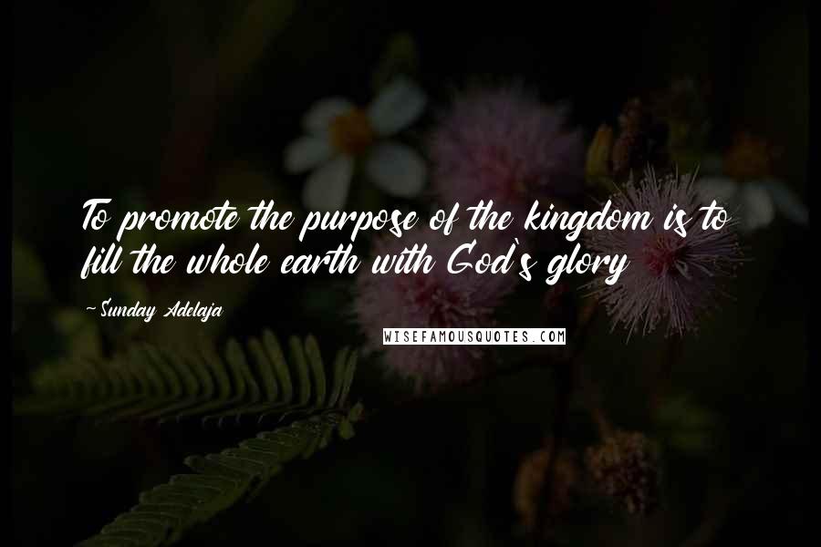 Sunday Adelaja Quotes: To promote the purpose of the kingdom is to fill the whole earth with God's glory