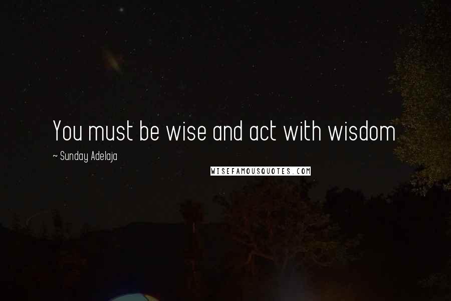 Sunday Adelaja Quotes: You must be wise and act with wisdom