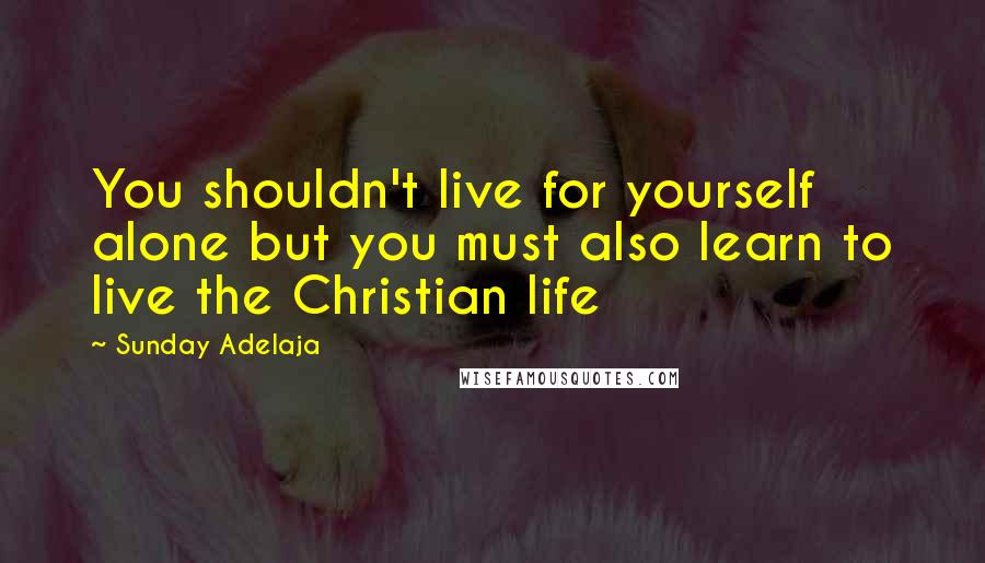 Sunday Adelaja Quotes: You shouldn't live for yourself alone but you must also learn to live the Christian life