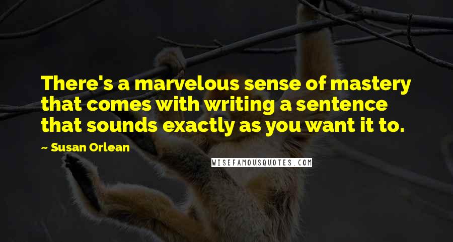 Susan Orlean Quotes: There's a marvelous sense of mastery that comes with writing a sentence that sounds exactly as you want it to.