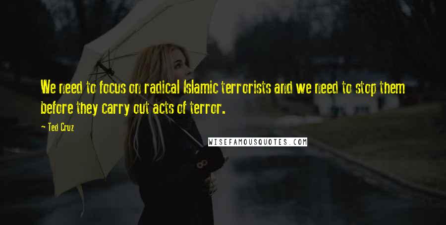 Ted Cruz Quotes: We need to focus on radical Islamic terrorists and we need to stop them before they carry out acts of terror.